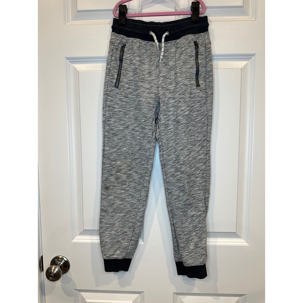 Cat & Jack Boys Gray Space Dye Jogger Sweatpants Size M 8/10 Zipper Pockets